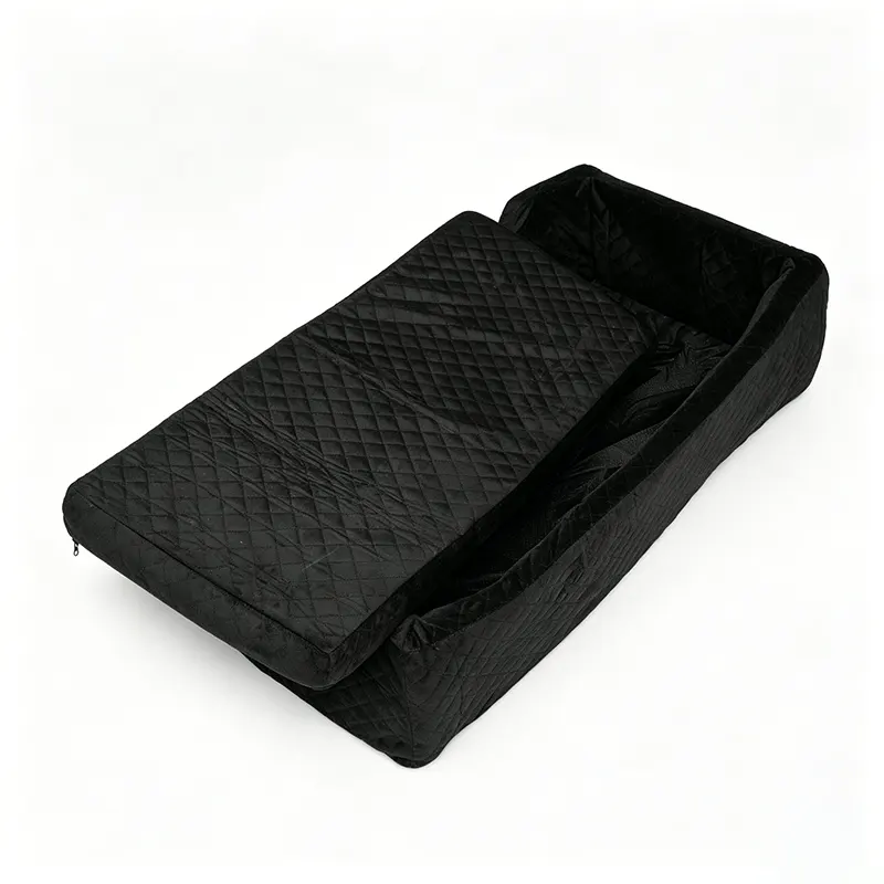 Black Quilted Bolster Pet Bed