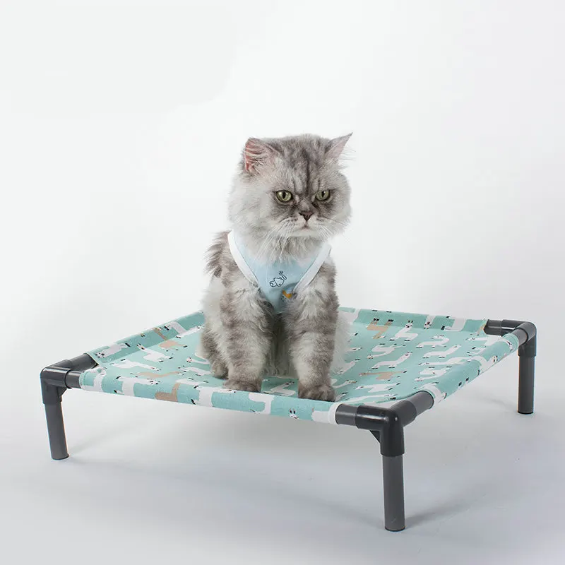 Lit surélevé pour animaux de compagnie avec cadre en métal